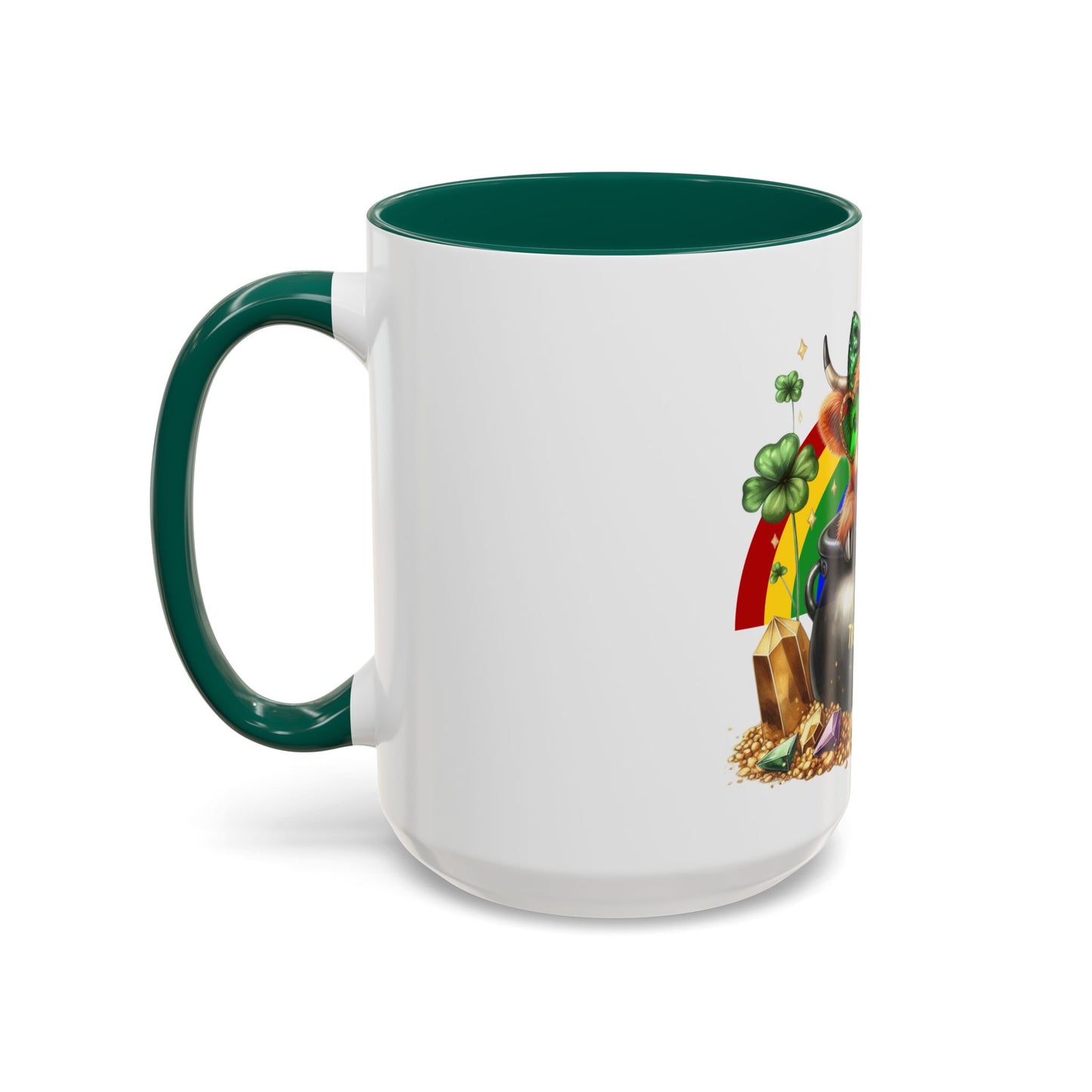 Colorful Rainbow Highland Mug I Am the Treasure Lucky Charm Cow St Patrick's Gift Holiday Celebration