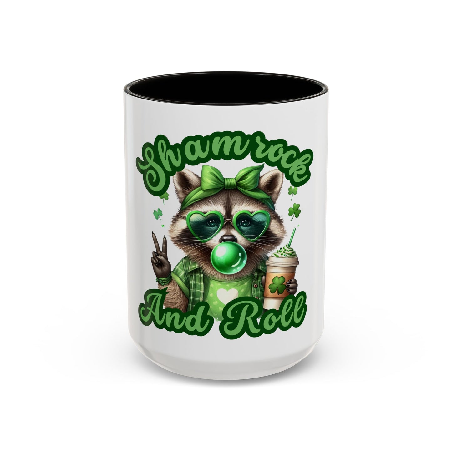 Shamrock and Roll Raccoon Coffee St. Patrick's Day Mug
