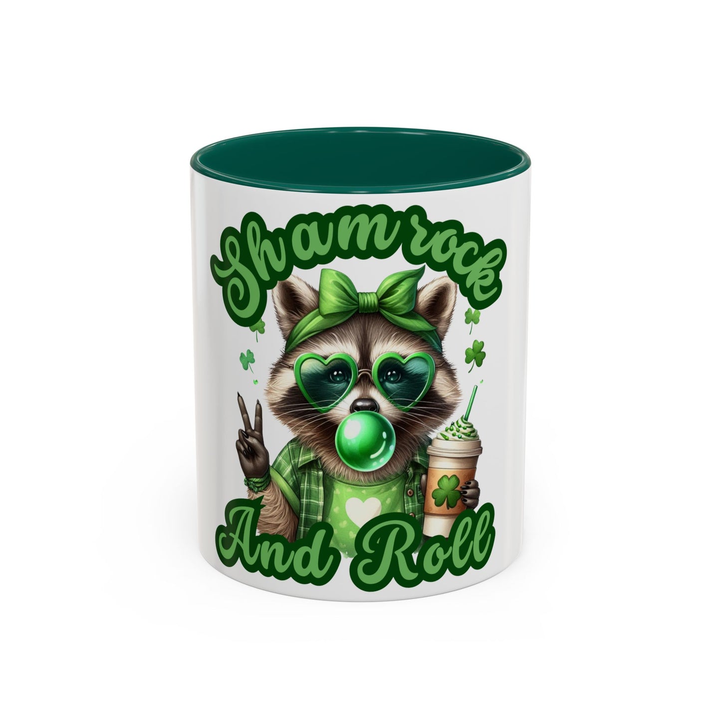 Shamrock and Roll Raccoon Coffee St. Patrick's Day Mug