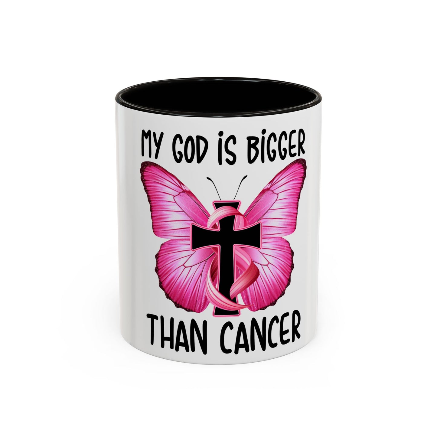 Colorful My God is bigger than Cancer Butterfly Breast Cancer Mug