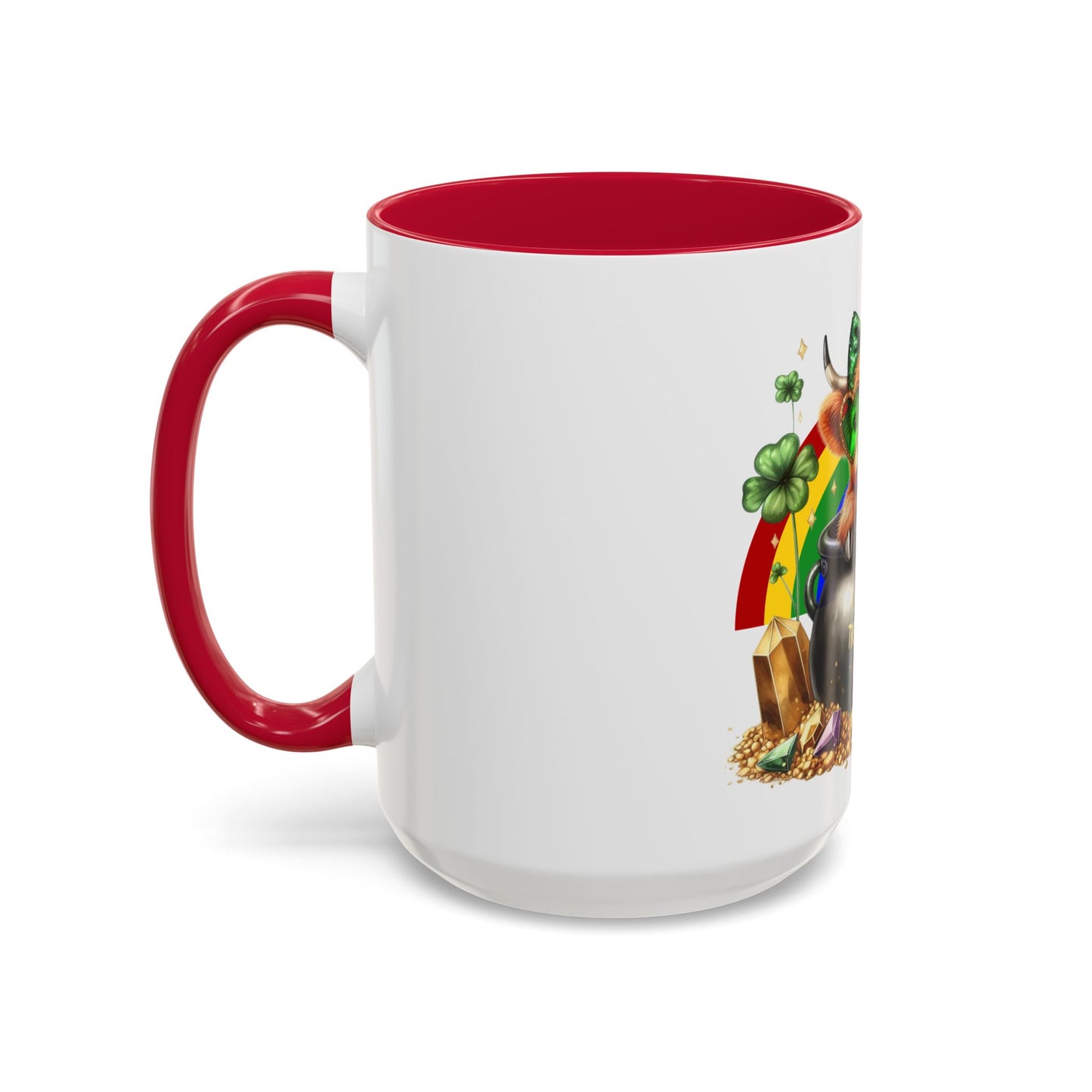 Colorful Rainbow Highland Mug I Am the Treasure Lucky Charm Cow St Patrick's Gift Holiday Celebration