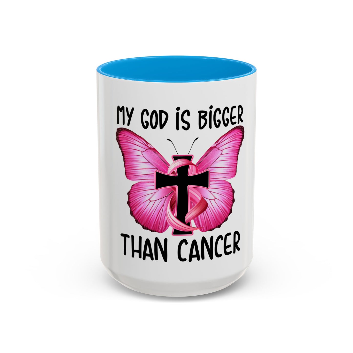 Colorful My God is bigger than Cancer Butterfly Breast Cancer Mug