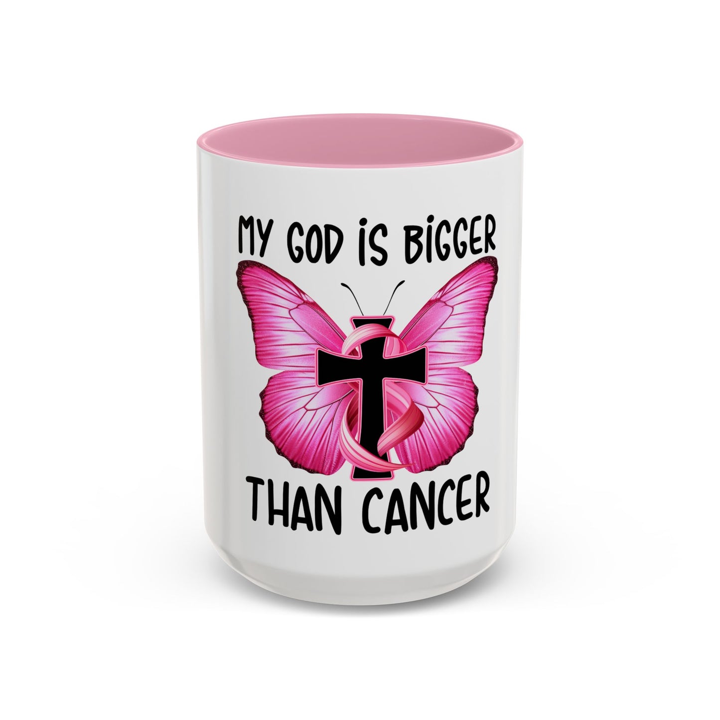 Colorful My God is bigger than Cancer Butterfly Breast Cancer Mug
