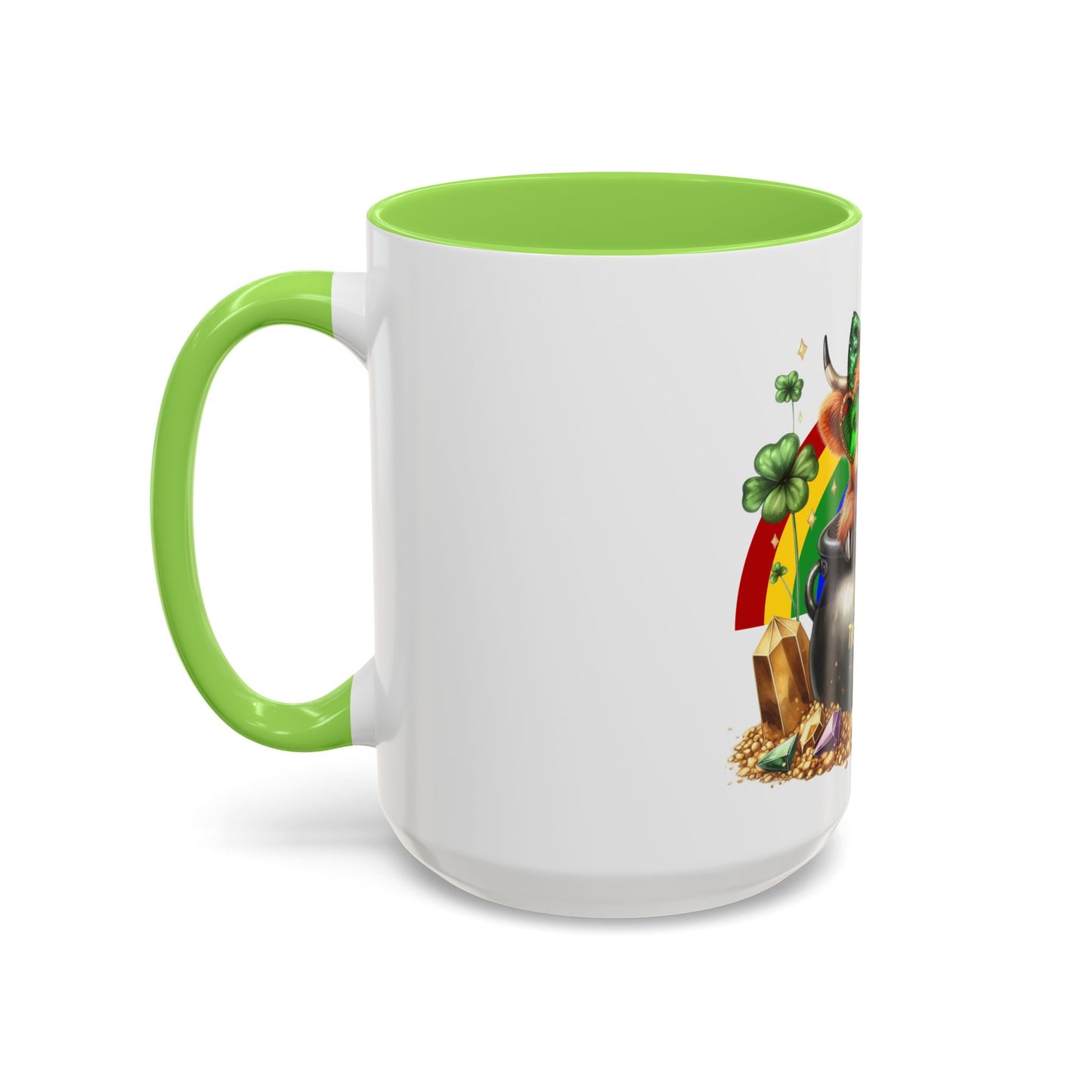 Colorful Rainbow Highland Mug I Am the Treasure Lucky Charm Cow St Patrick's Gift Holiday Celebration