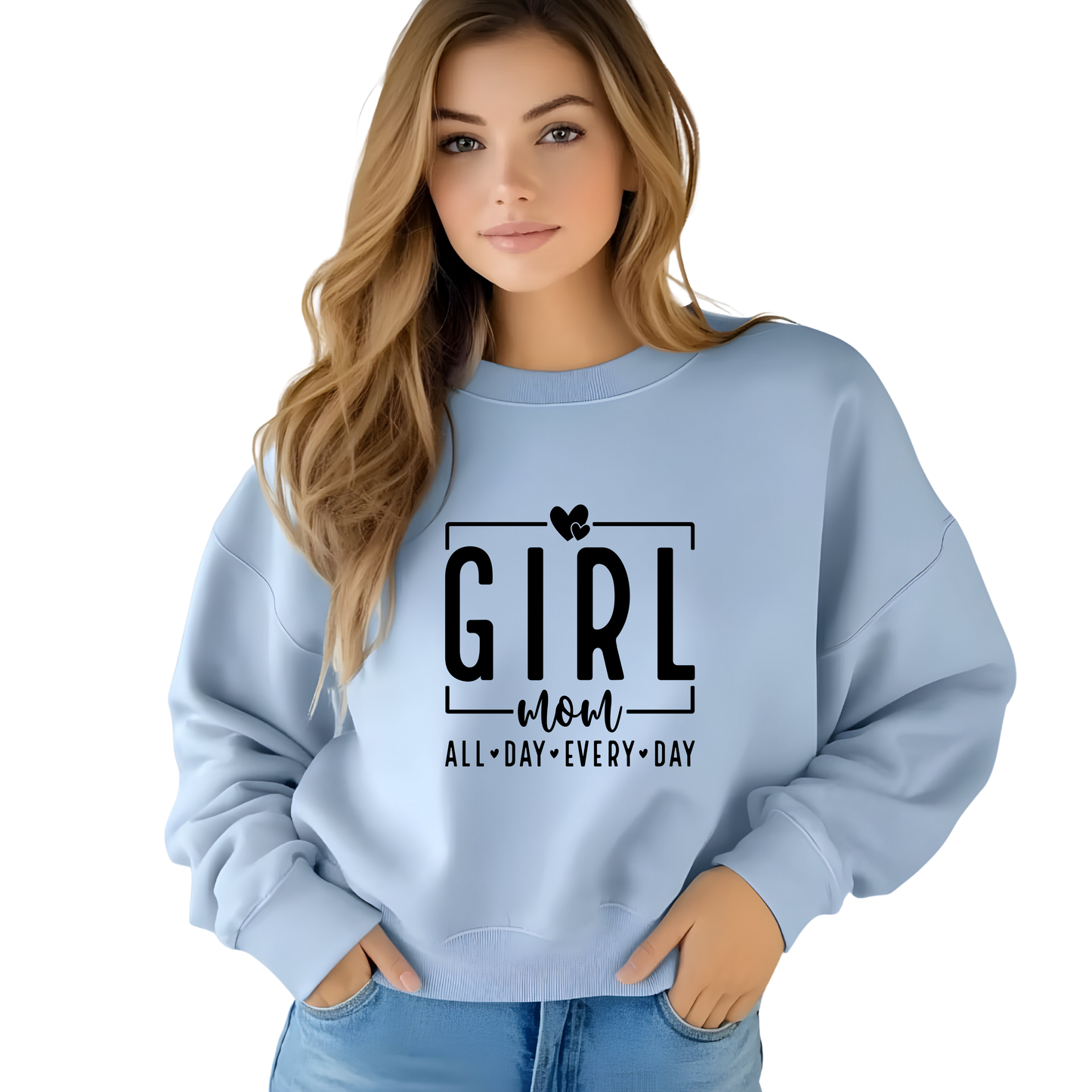 Girl Mom Crewneck Pullover Sweatshirt