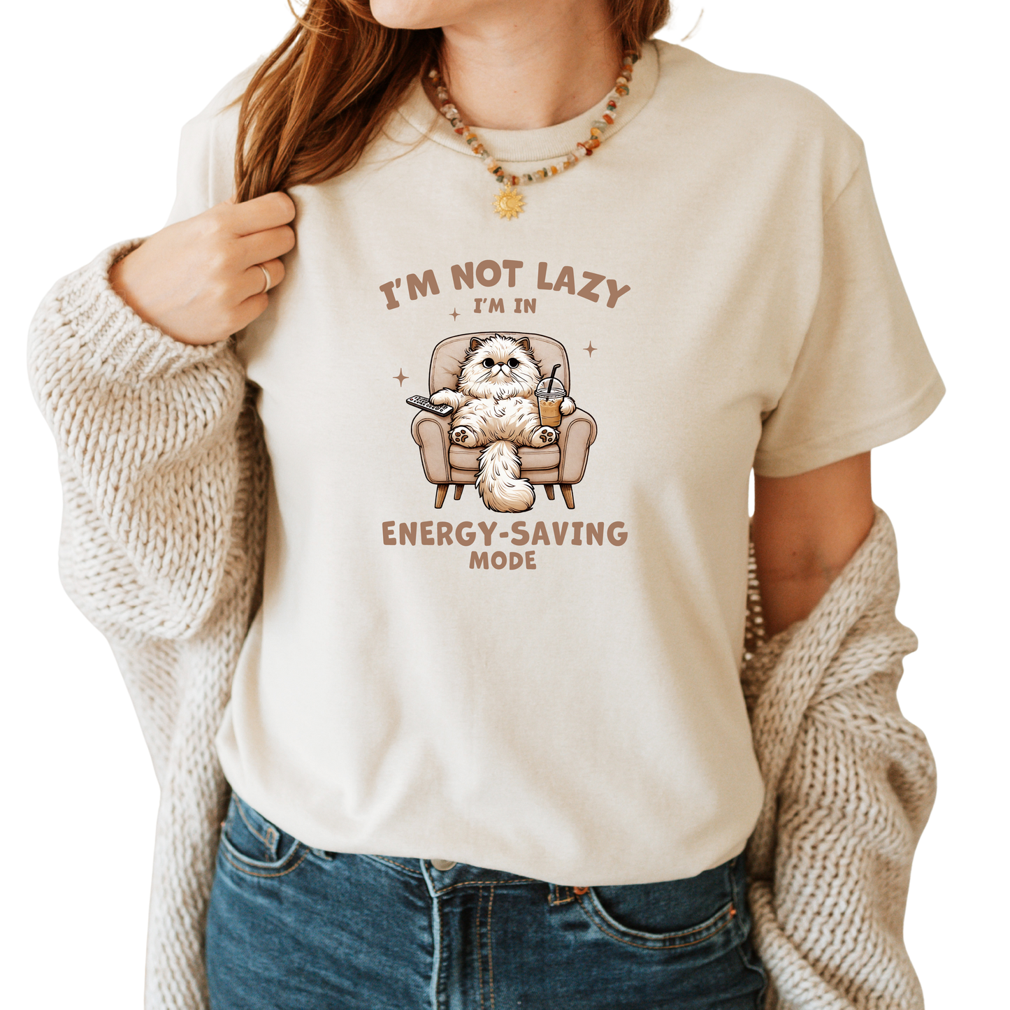 I’m Not Lazy Energy Saving Mode Cat Shirt Funny Lazy Cat T-Shirt
