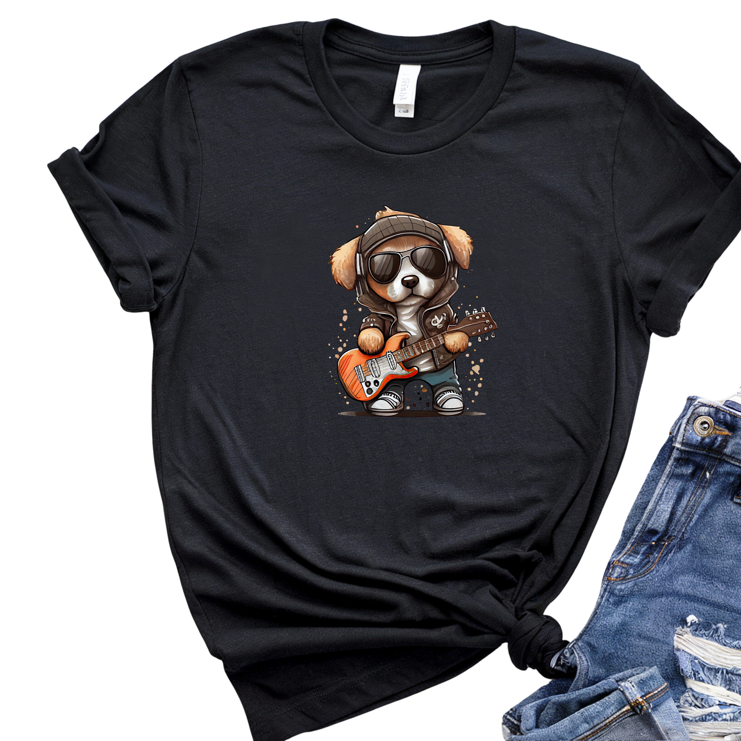 Pup Star Vibes Rock Guitar Dog T-Shirt