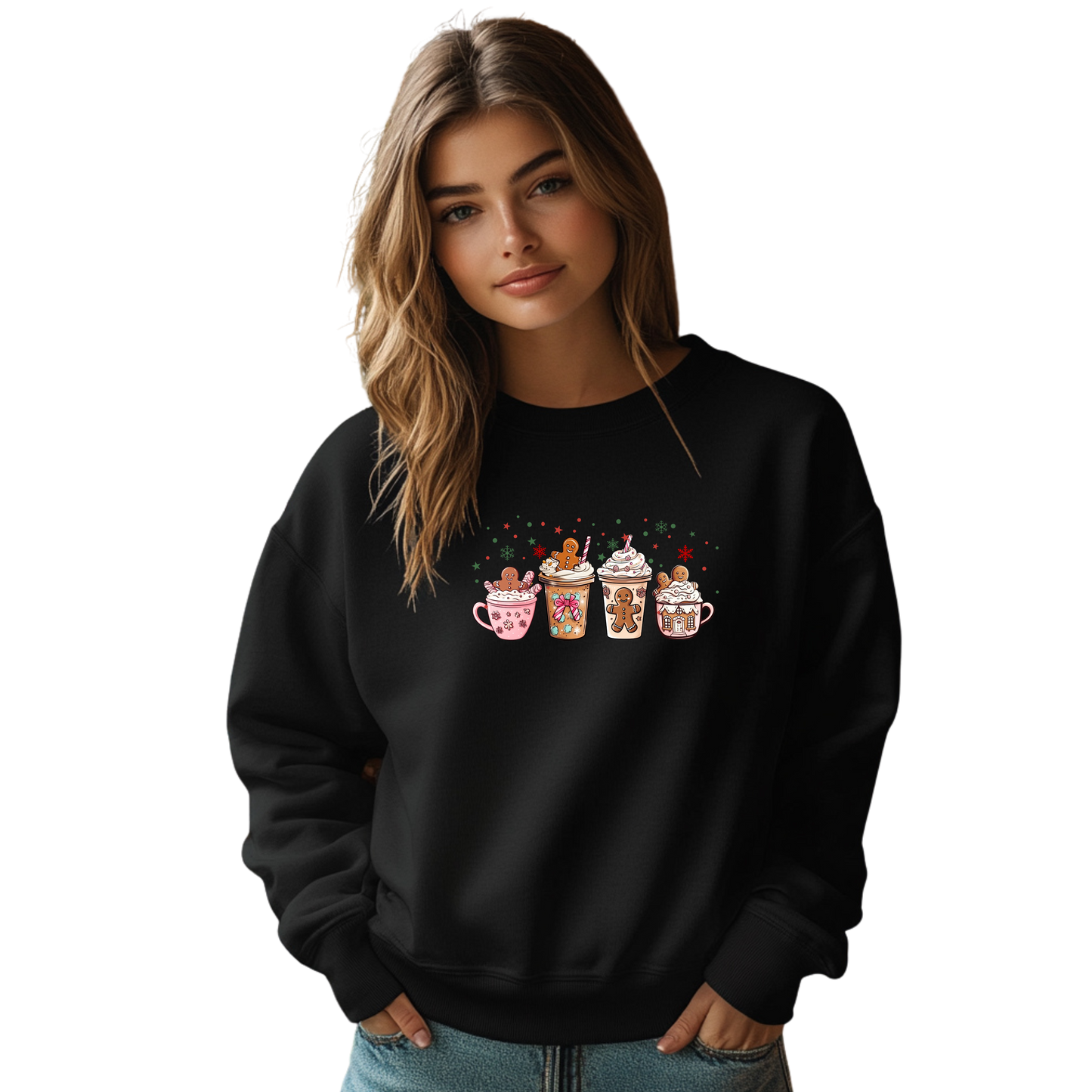 Gingerbread Cocoa Crew Sips Cozy Cozy Vibe Crewneck Pullover Sweatshirt