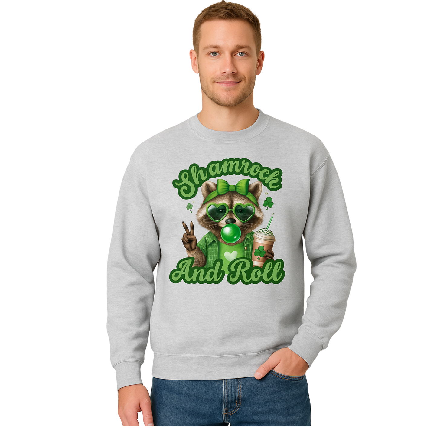 St. Patrick's Day Sham Rock And Roll Unisex Crewneck Pullover Sweatshirt