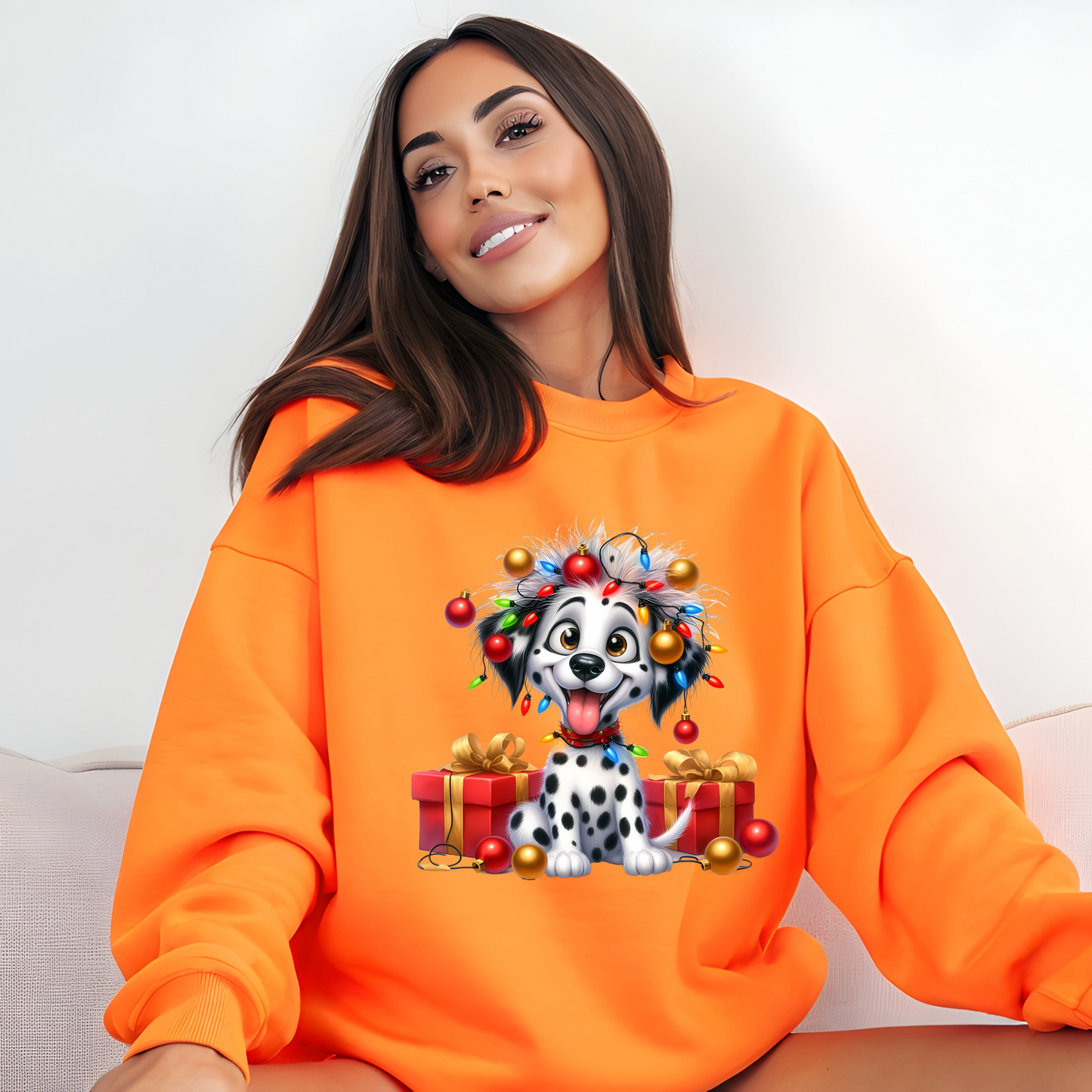 Spotted & Festive Dalmatian Crewneck Pullover Sweatshirt