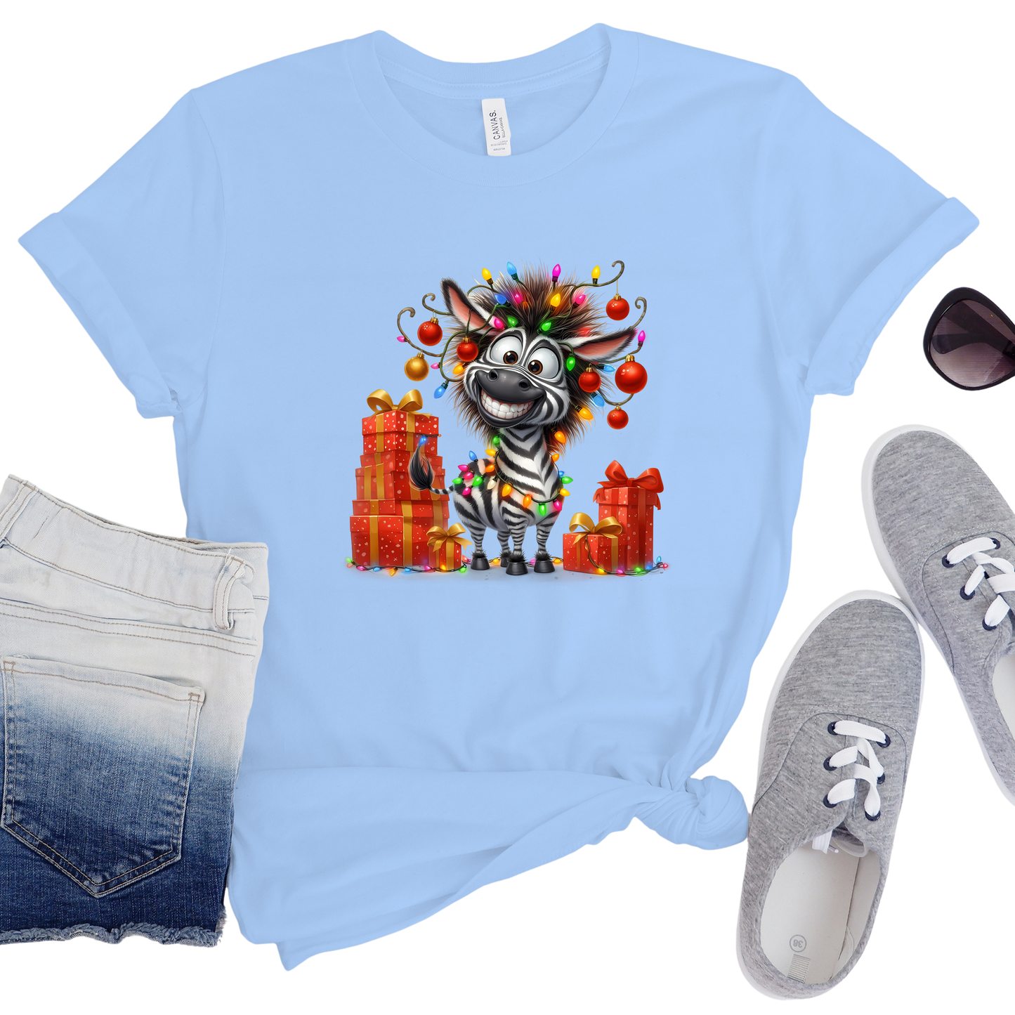 Zebra in the Lights Christmas T-Shirt