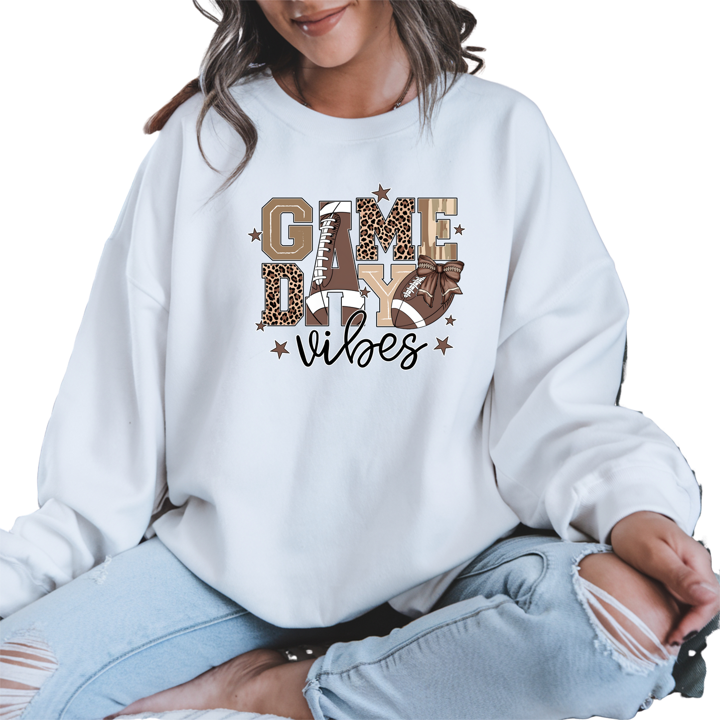 Game Day Football Crewneck Pullover Sweatshirt