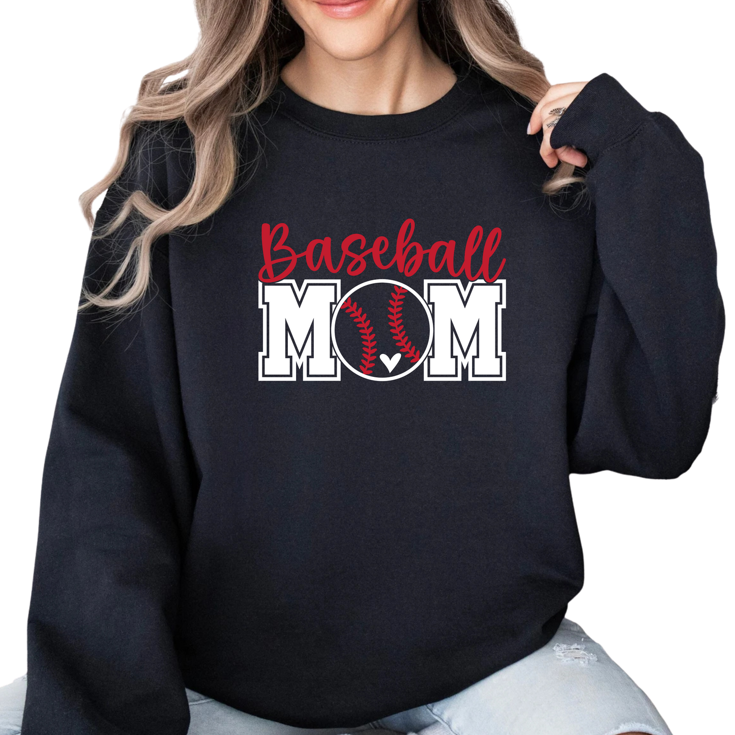 Baseball Mom Crewneck Pullover Sweatshirt