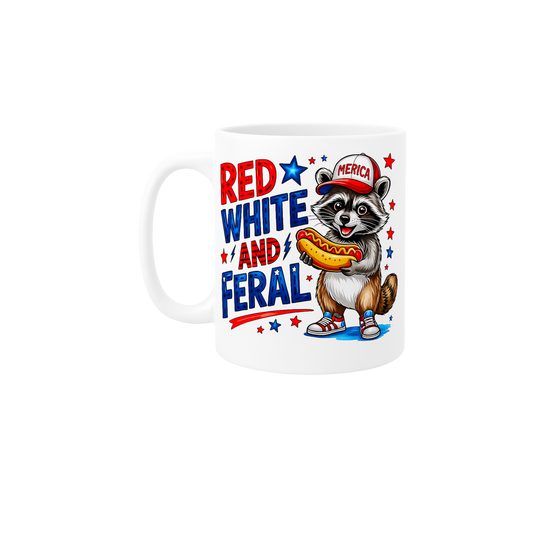 4Th of July Feral Raccoon Mug