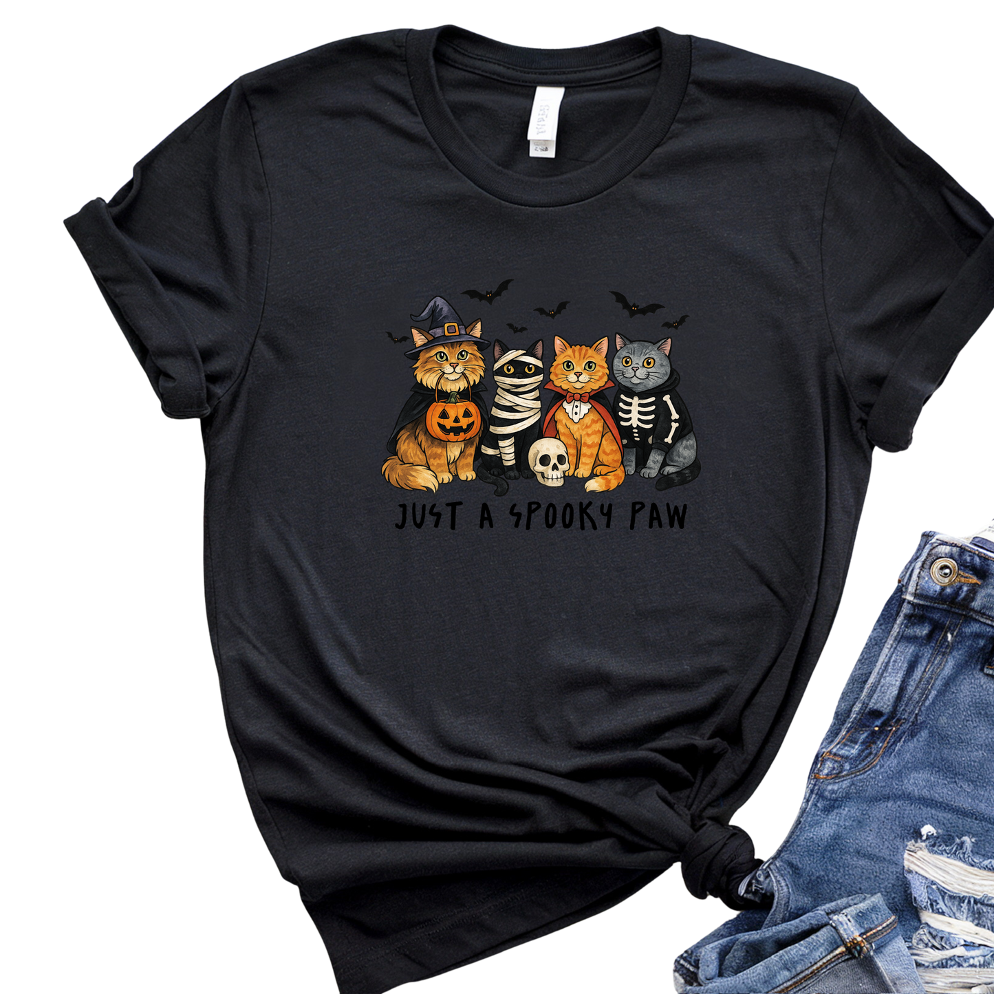 Just a Spooky Paw Halloween Cat Lover Unisex T-Shirt