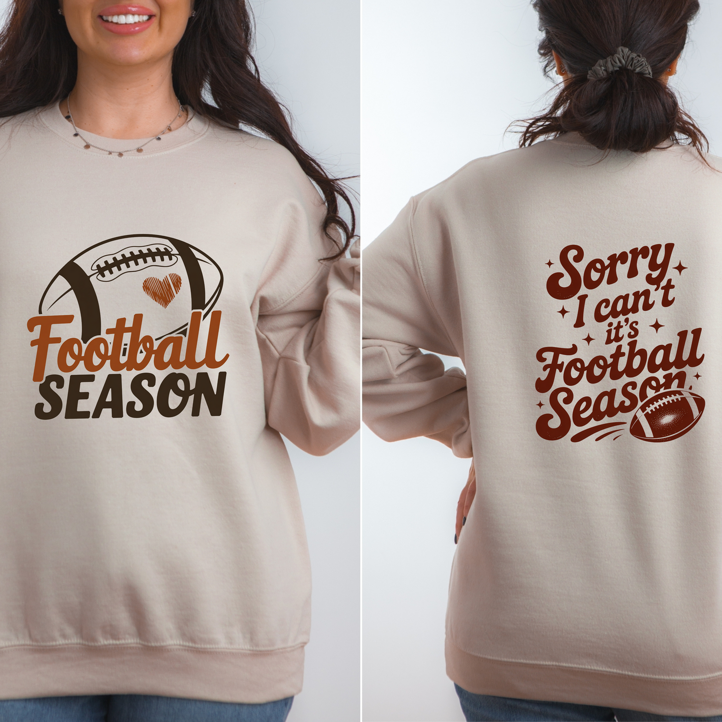 Football Season Heart Game Day Crewneck Pullover Sweatshirt