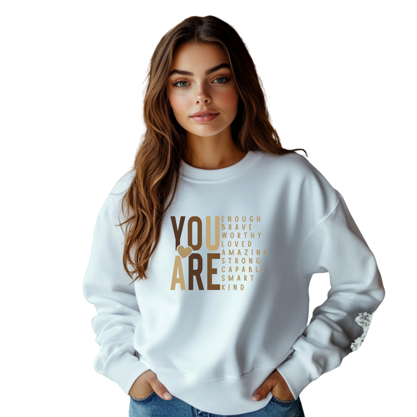 You Are Enough Motivational Crewneck Pullover Sweatshirt