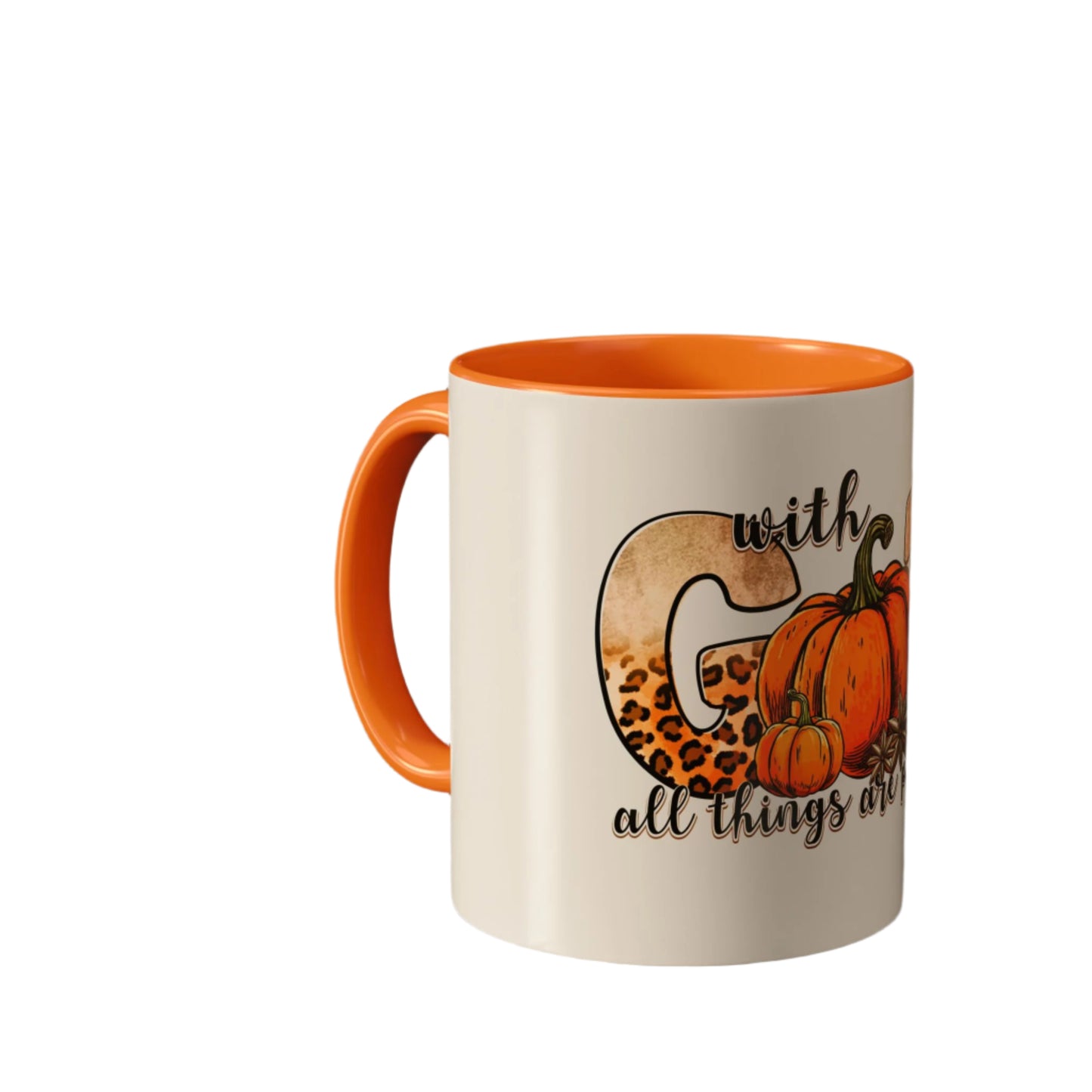 With God all Things are Possible Colorful Pumpkin Mug Inspirational