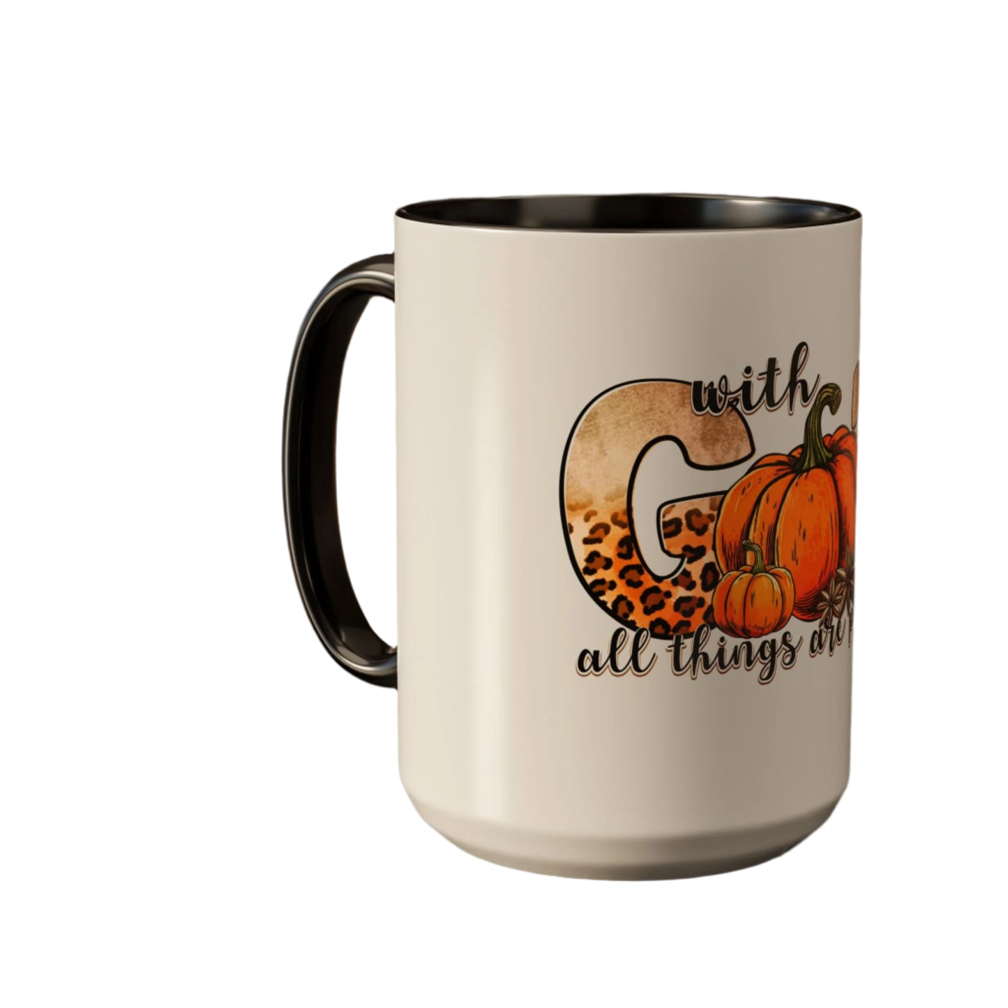 With God all Things are Possible Colorful Pumpkin Mug Inspirational