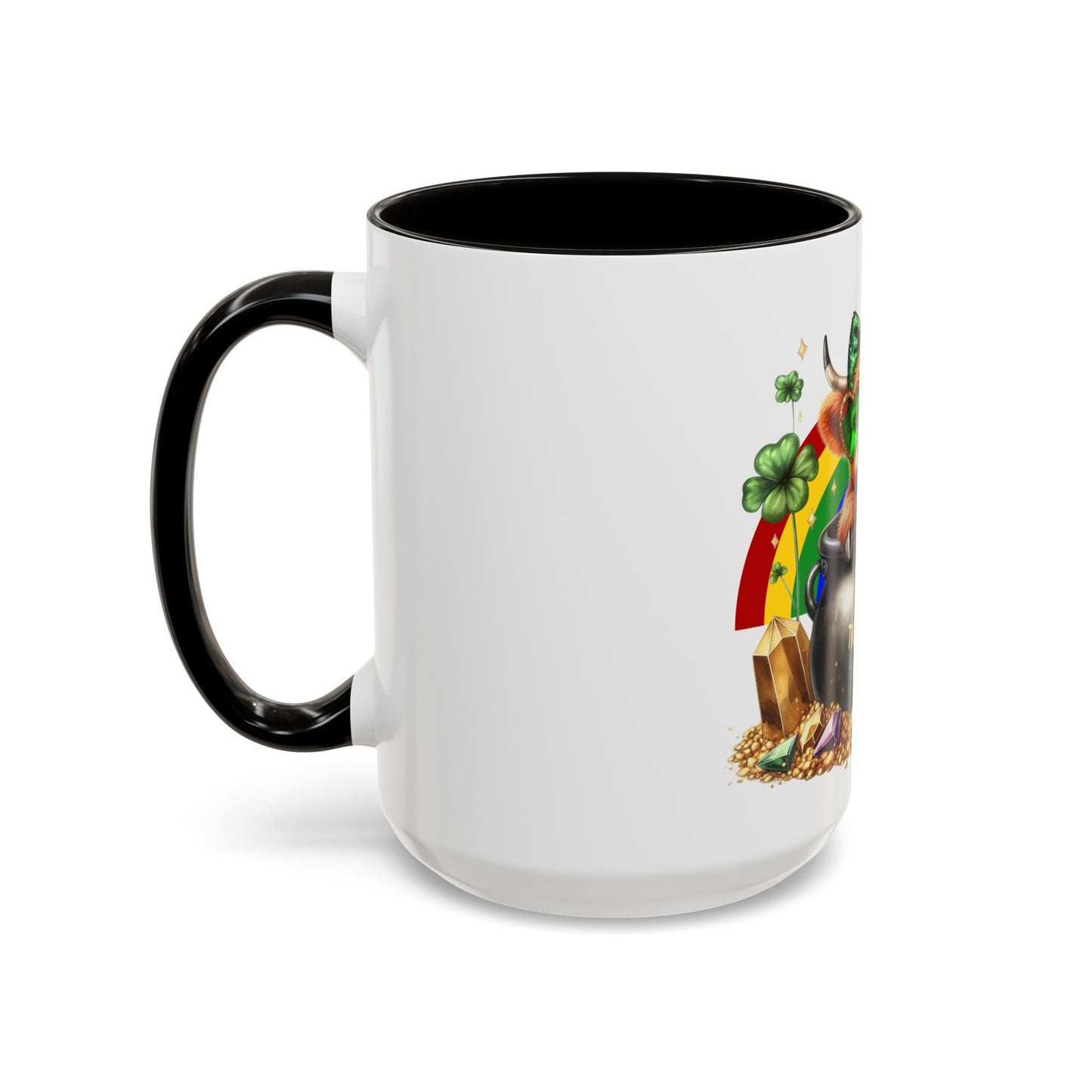 Colorful Rainbow Highland Mug I Am the Treasure Lucky Charm Cow St Patrick's Gift Holiday Celebration