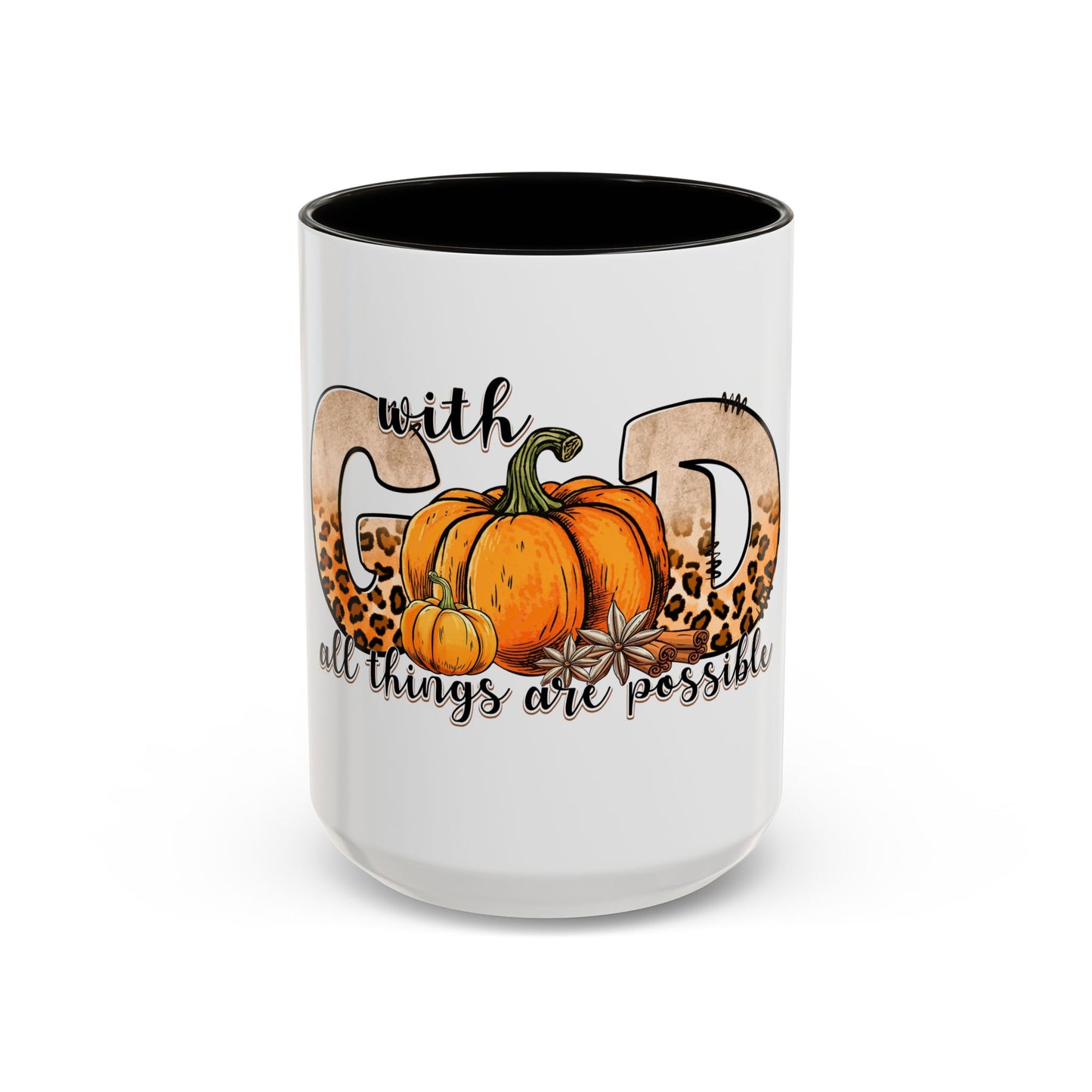 With God all Things are Possible Colorful Pumpkin Mug Inspirational