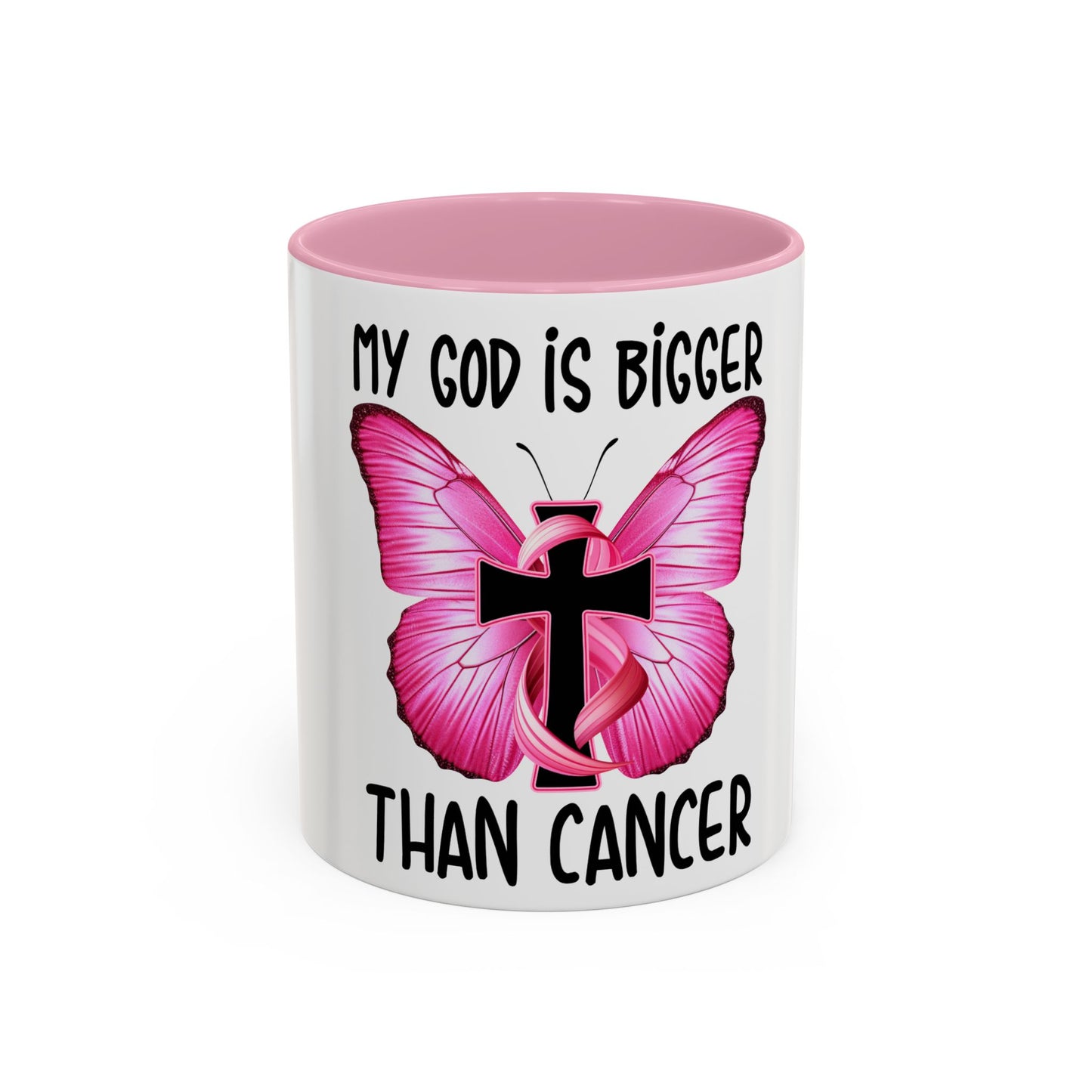 Colorful My God is bigger than Cancer Butterfly Breast Cancer Mug