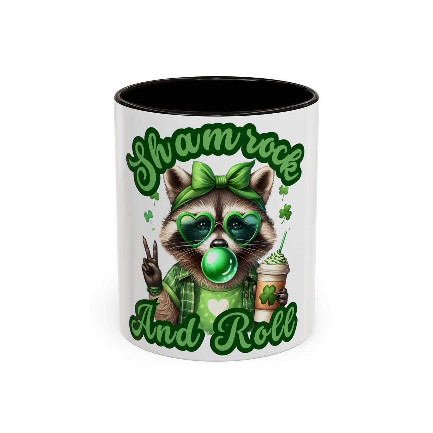Shamrock and Roll Raccoon Coffee St. Patrick's Day Mug