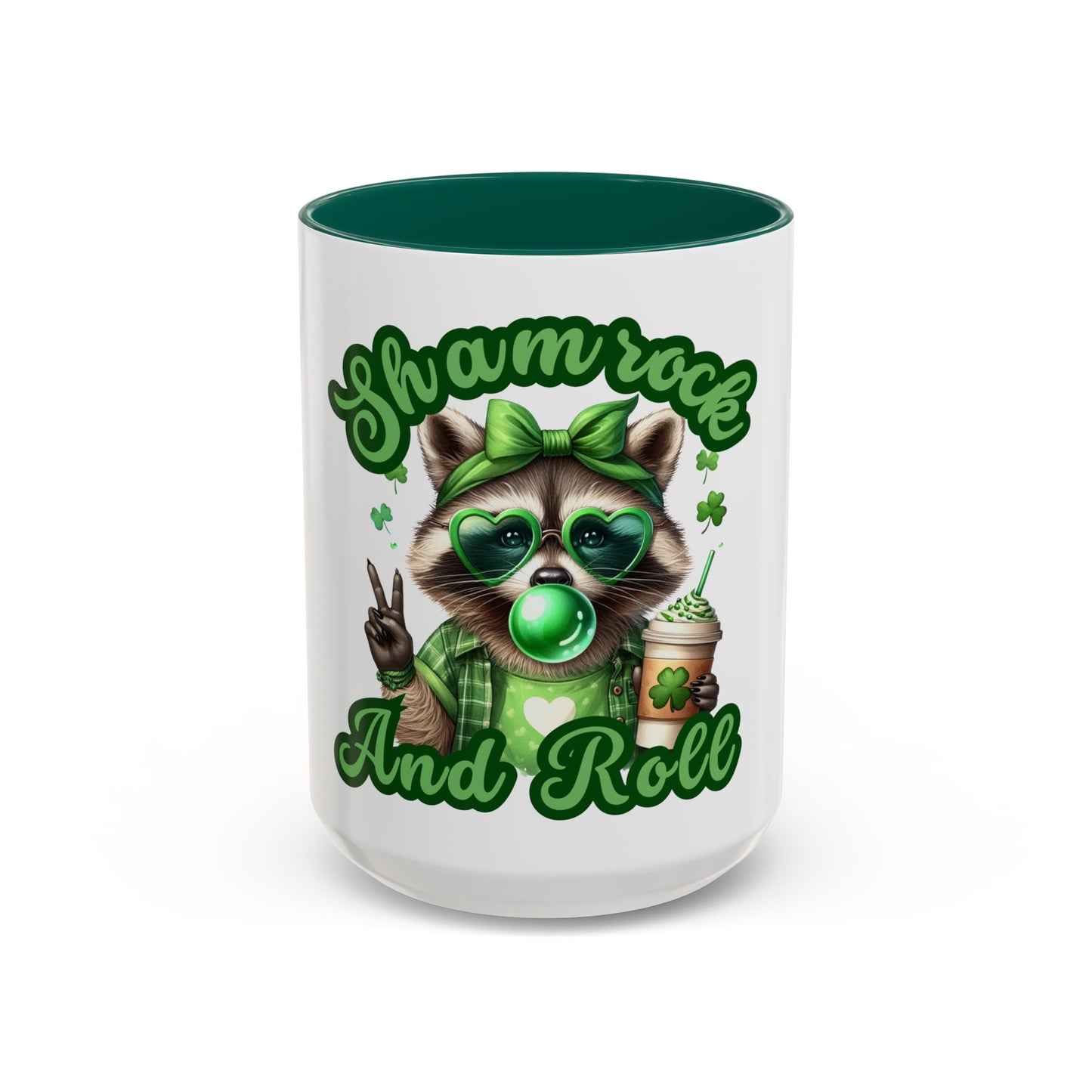 Shamrock and Roll Raccoon Coffee St. Patrick's Day Mug