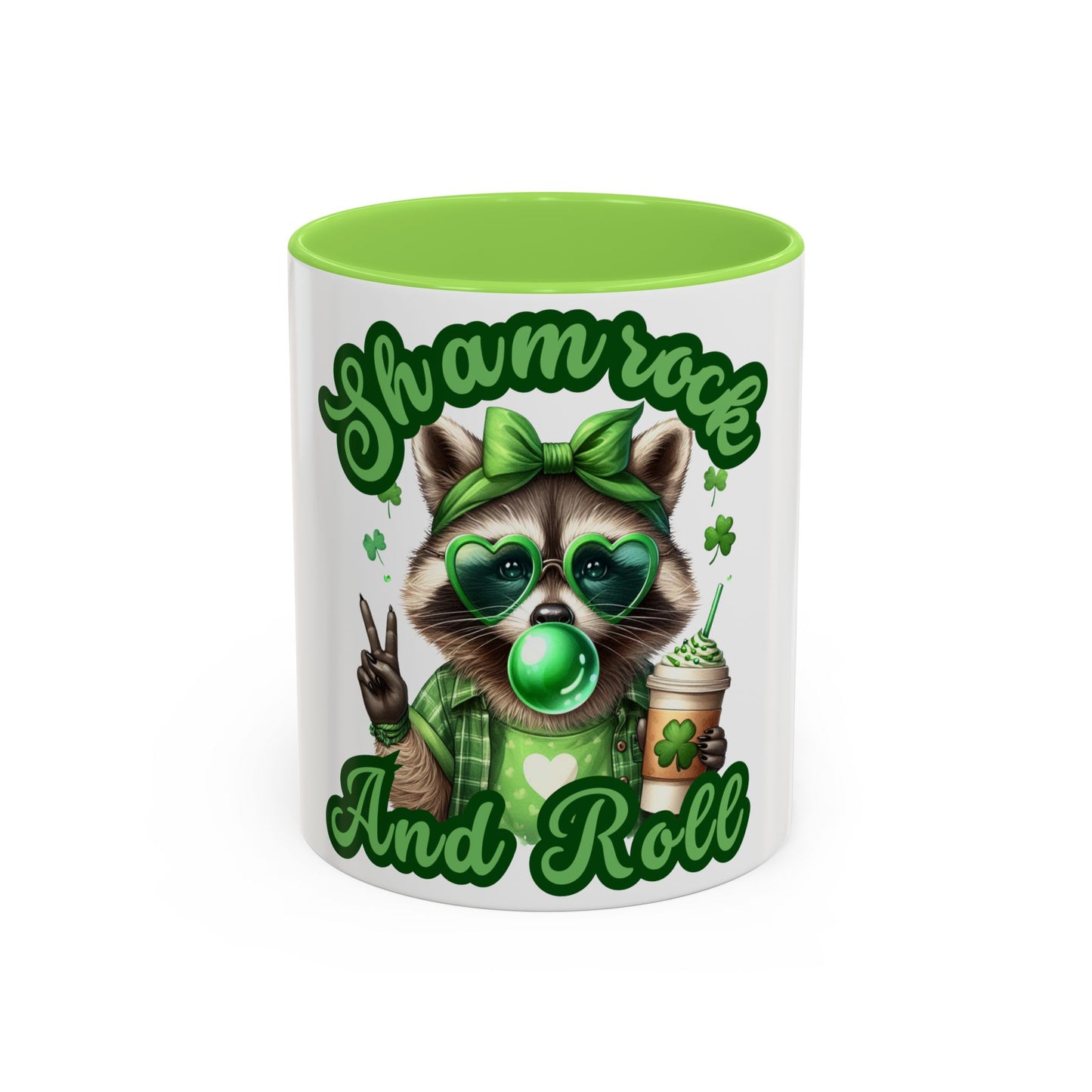 Shamrock and Roll Raccoon Coffee St. Patrick's Day Mug