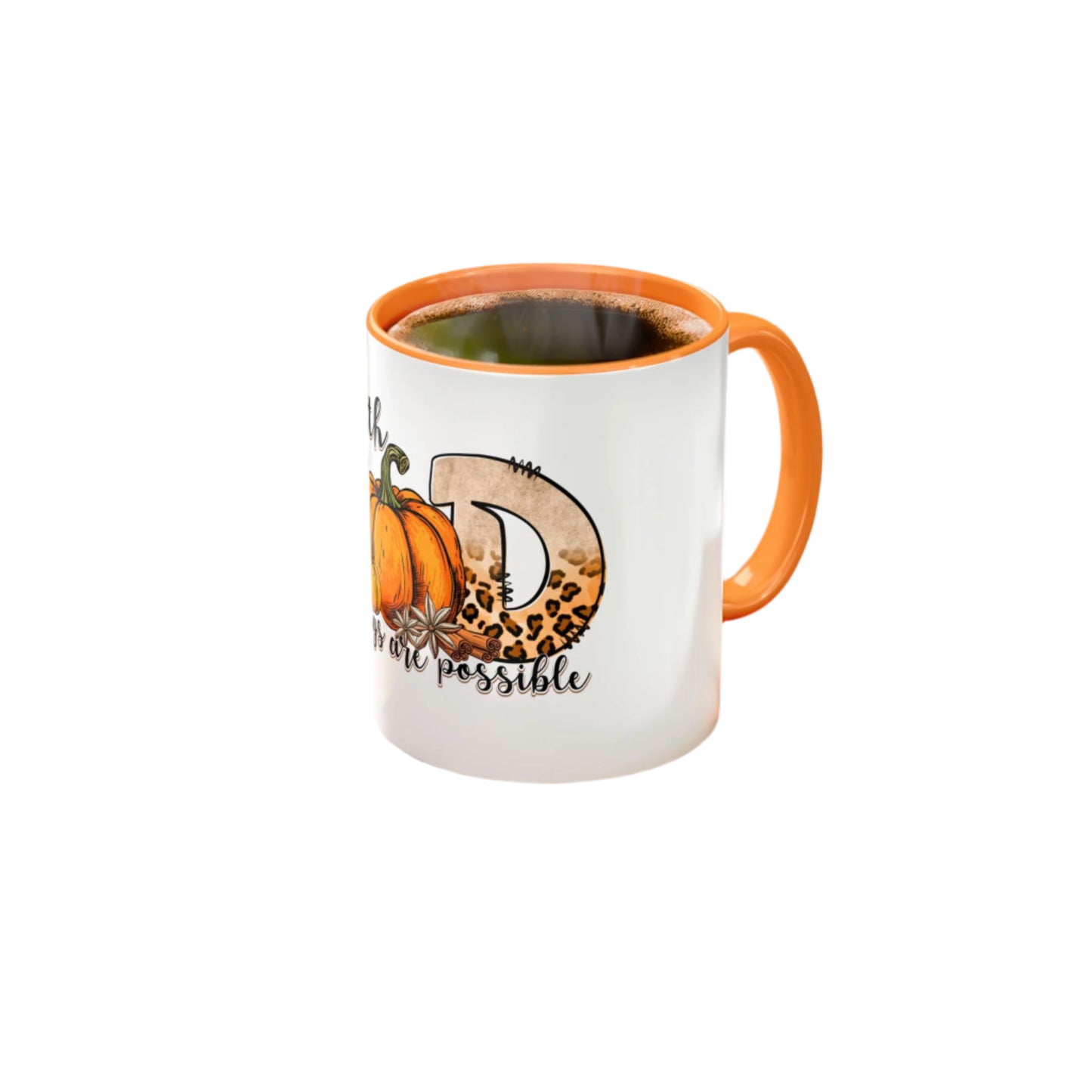 With God all Things are Possible Colorful Pumpkin Mug Inspirational