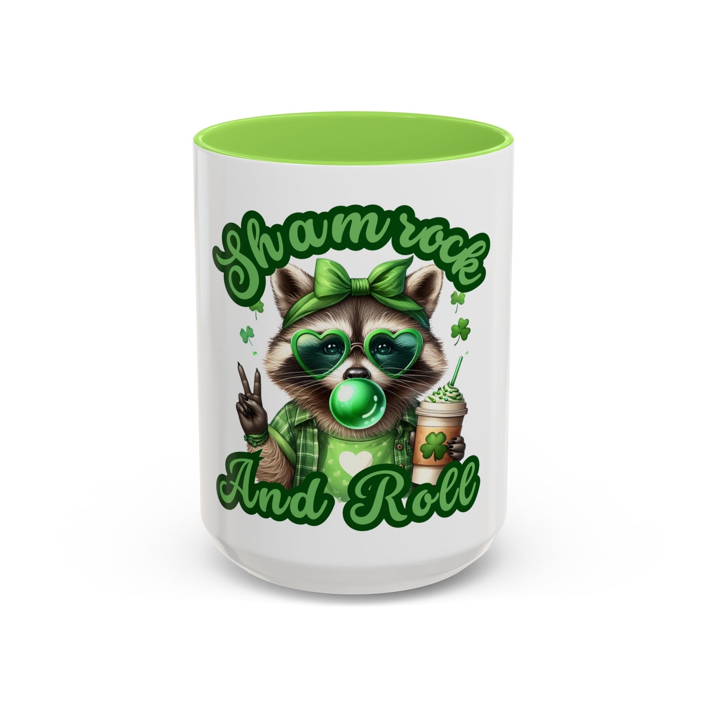 Shamrock and Roll Raccoon Coffee St. Patrick's Day Mug