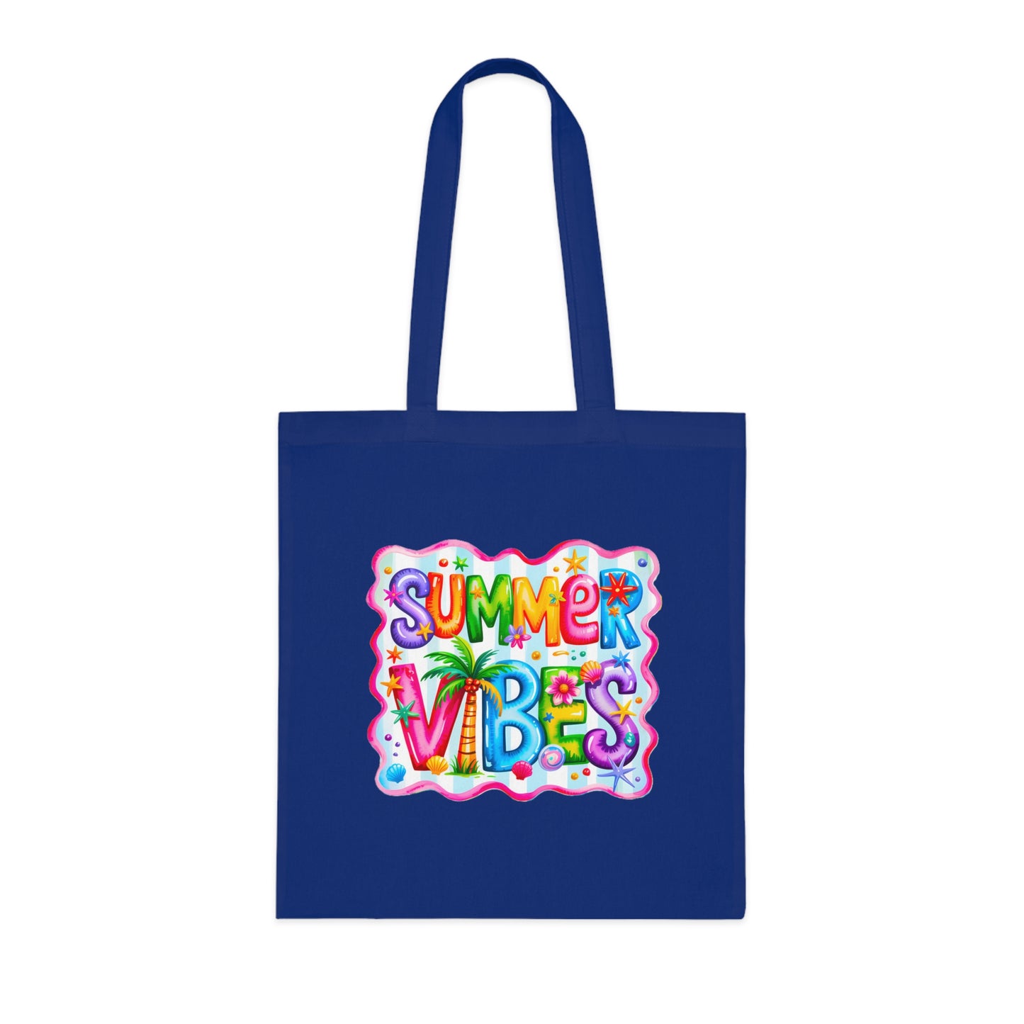 Colorful Summer Vibes Beach Reusable Tropical Bag Tote Cotton