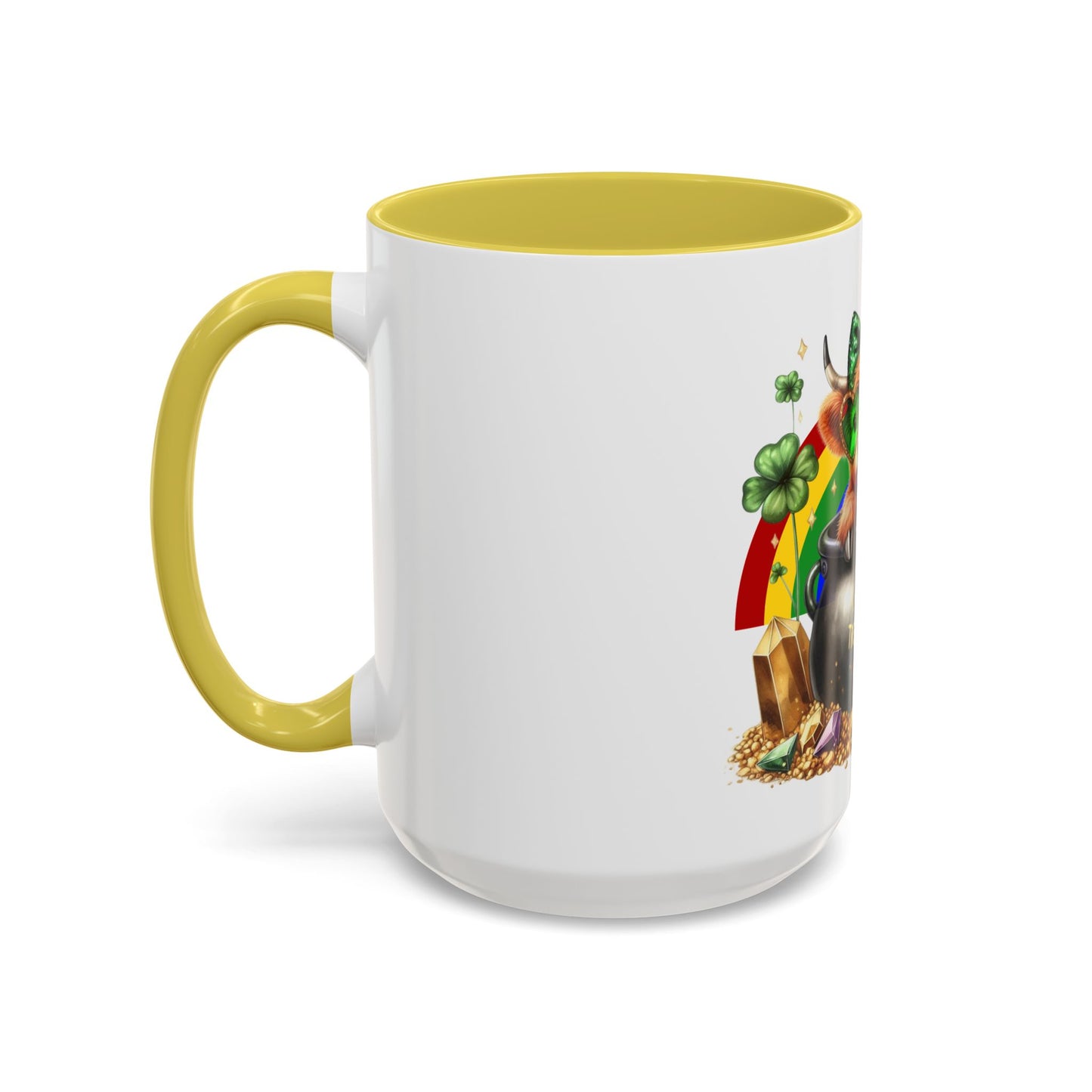 Colorful Rainbow Highland Mug I Am the Treasure Lucky Charm Cow St Patrick's Gift Holiday Celebration