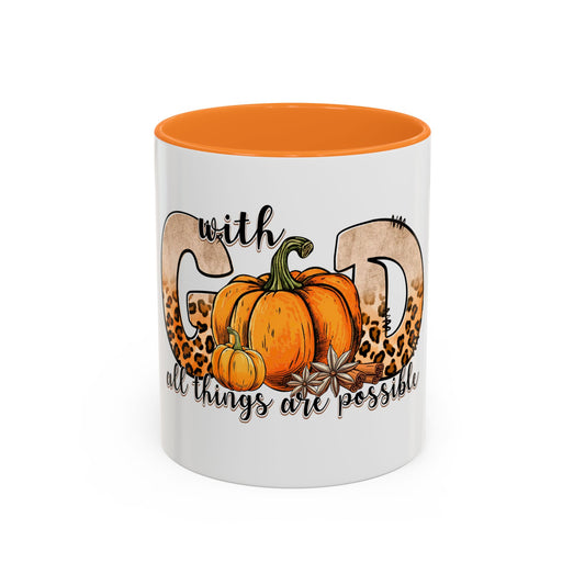 With God all Things are Possible Colorful Pumpkin Mug Inspirational