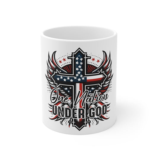 Patriotic One Nation Under God, USA Flag Mug