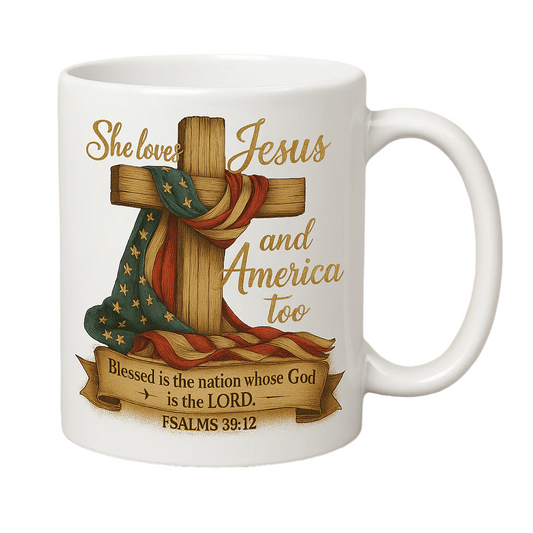 Faith-Inspired Mug for Lovers of Jesus and America