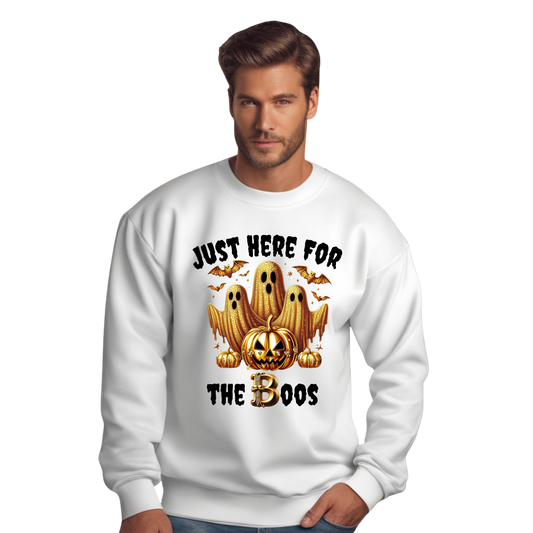 Just Here for the Boos Halloween Party Vibes Unisex Crewneck Pullover Sweatshirt