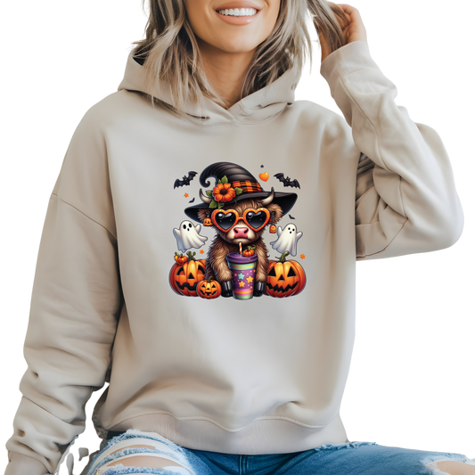 Spooky Moo Vibes  Bewitchingly Beautiful Pullover Hoodie
