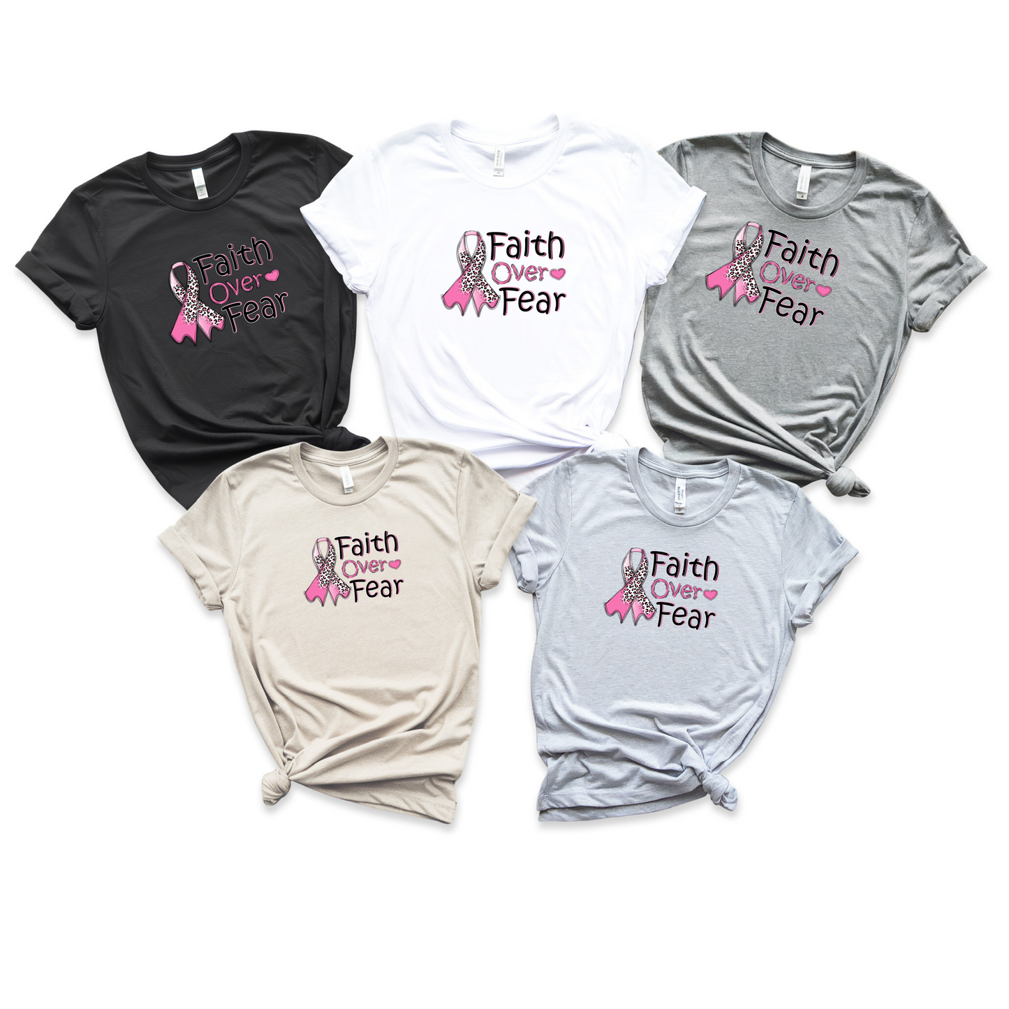 Faith Over Fear Breast Cancer Awareness T-Shirt