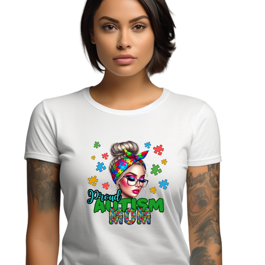 Proud Autism Mom Puzzle Power T-Shirt