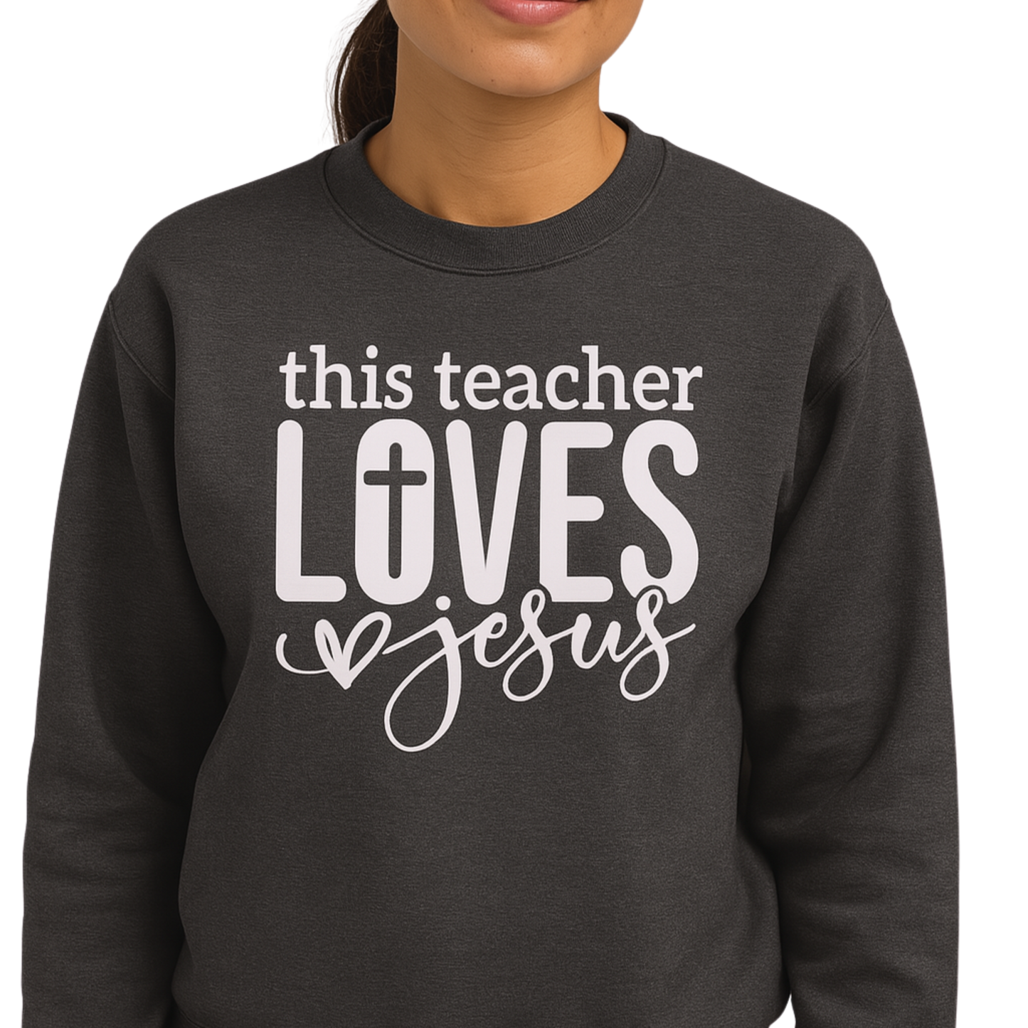 This Teacher Loves Jesus Faith Unisex Crewneck Pullover Sweatshirt