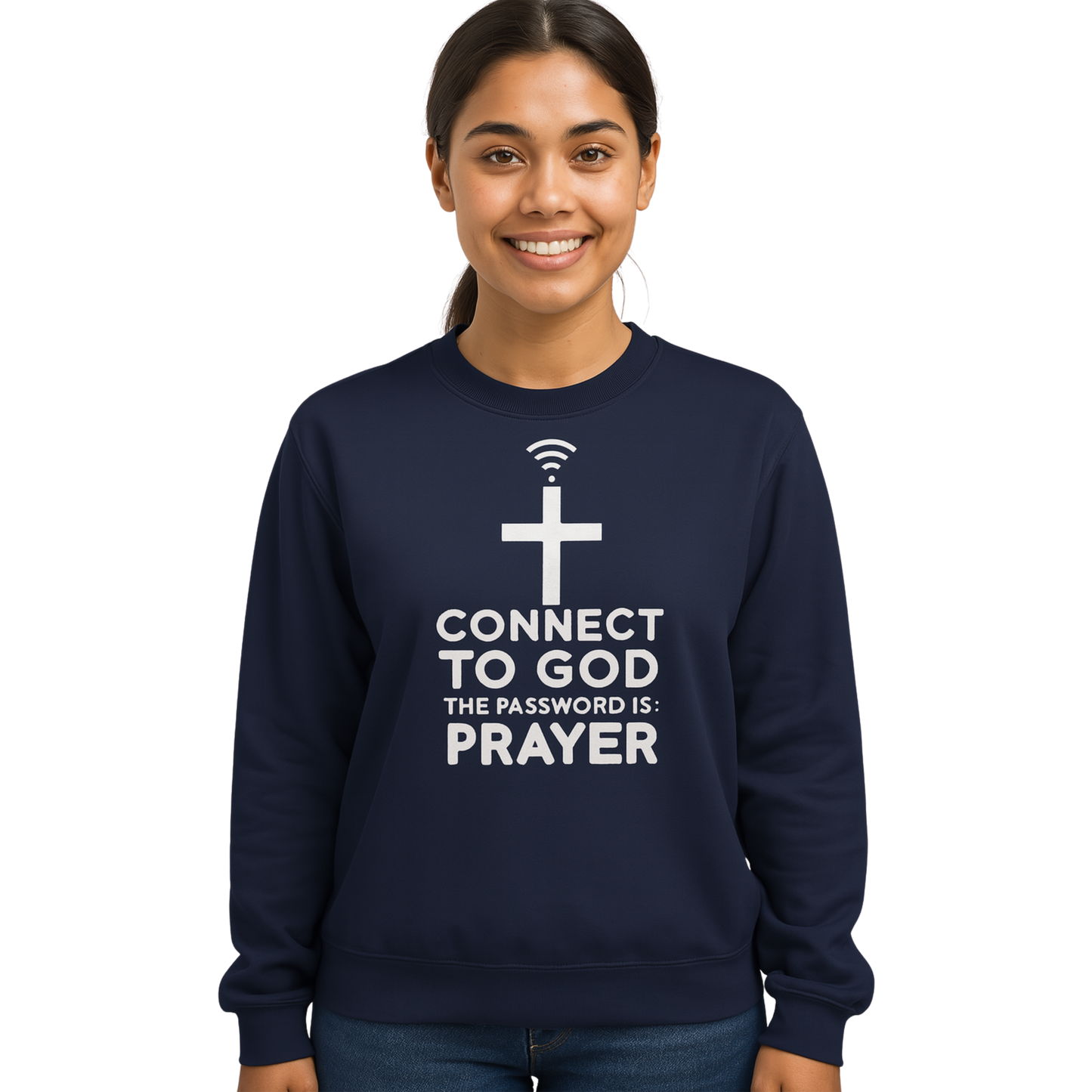 Connect To God Prayer Unisex Crewneck Pullover Sweatshirt