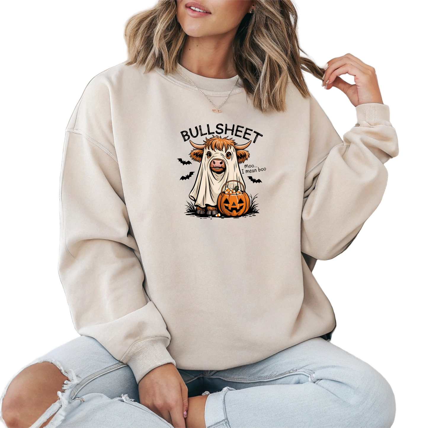Bull Sheet  Funny Halloween Ghost Cow Unisex Pullover Hoodie