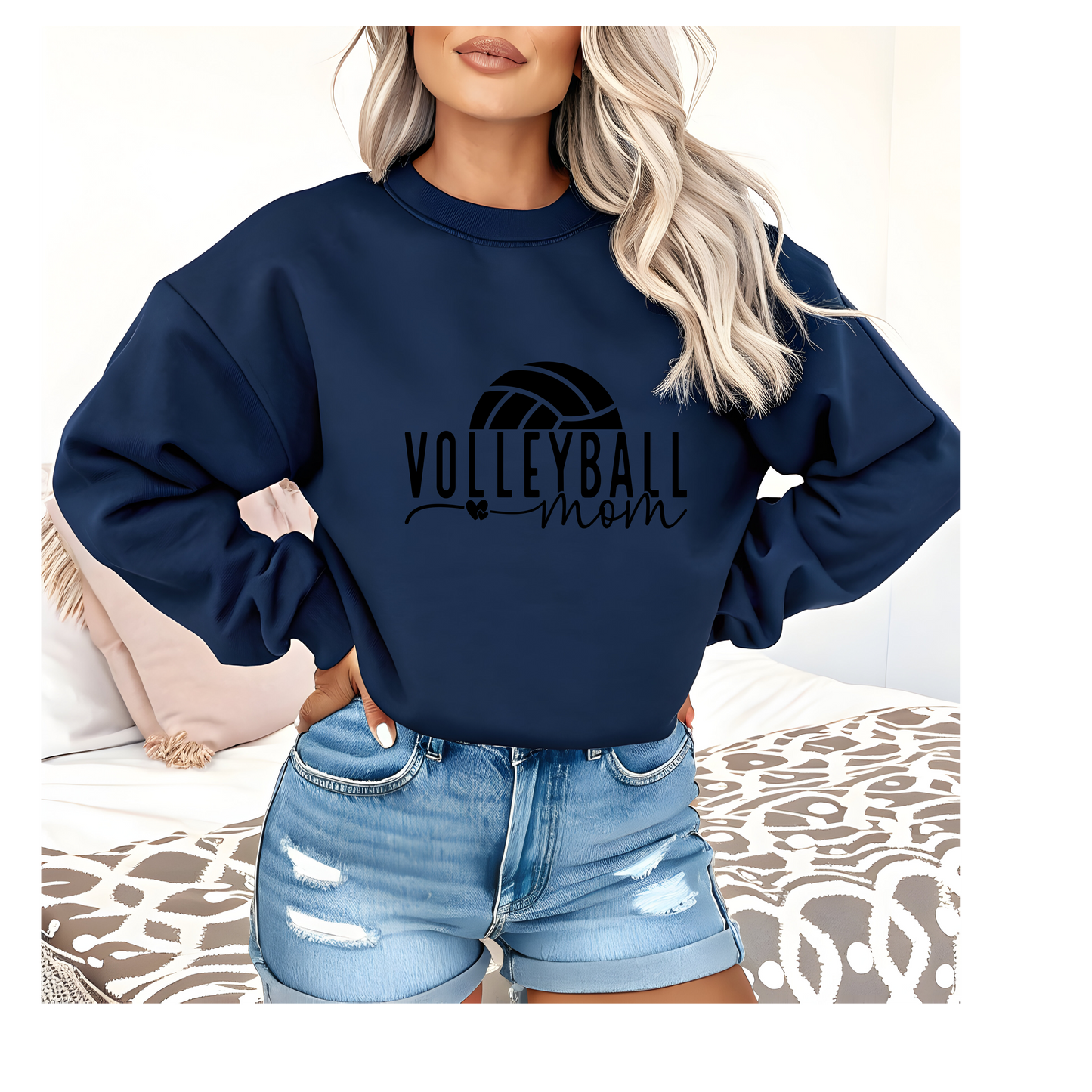 VolleyBall Mom Mom Crewneck Pullover Sweatshirt