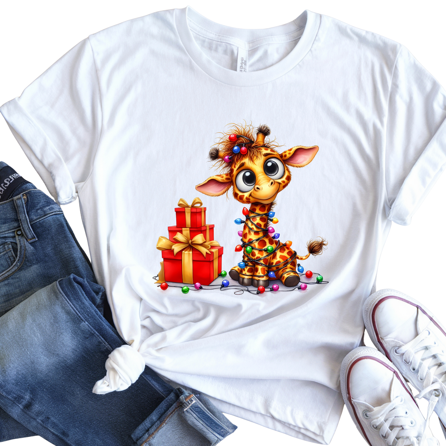 Wrapped in Joy Giraffe Christmas T-Shirt