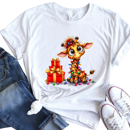 Wrapped in Joy Giraffe Christmas T-Shirt