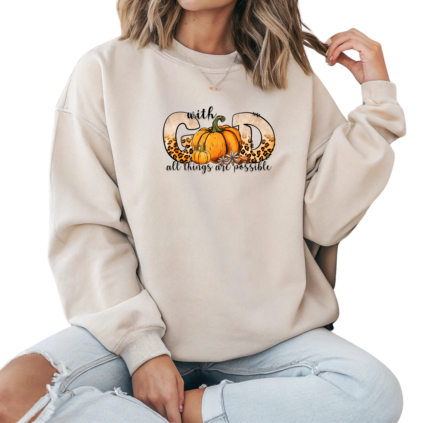 With God all Things are Possible Crewneck Pullover Sweatshirt