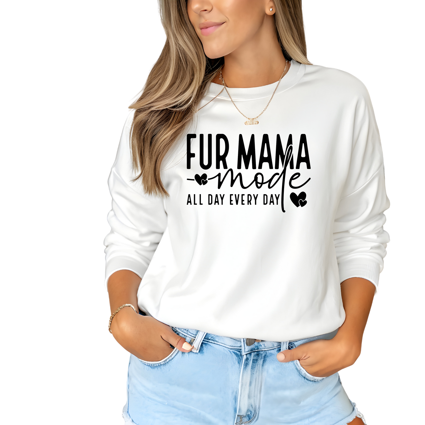 Fur Mama Mode Crewneck Pullover Sweatshirt