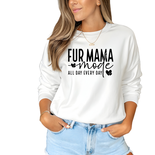 Fur Mama Mode Crewneck Pullover Sweatshirt
