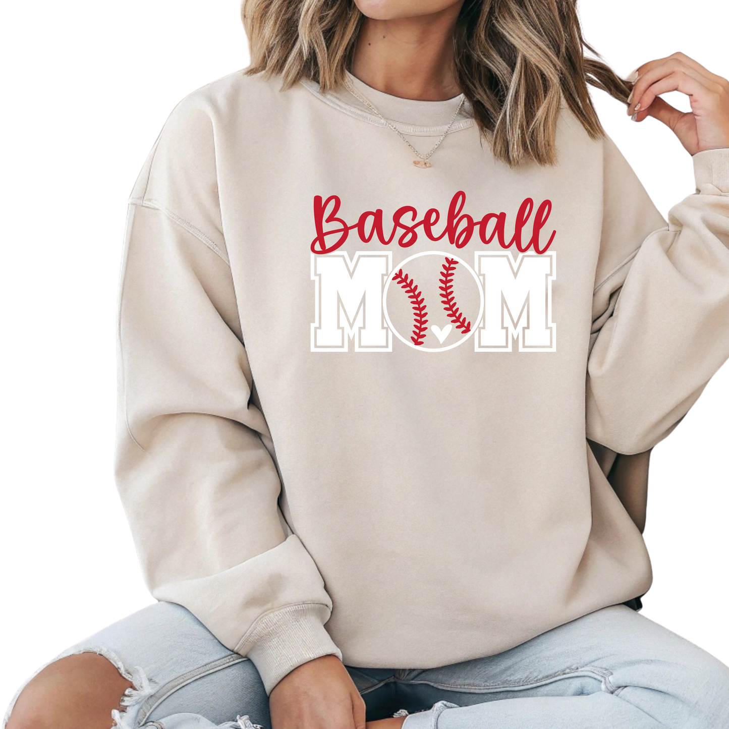 Baseball Mom Crewneck Pullover Sweatshirt